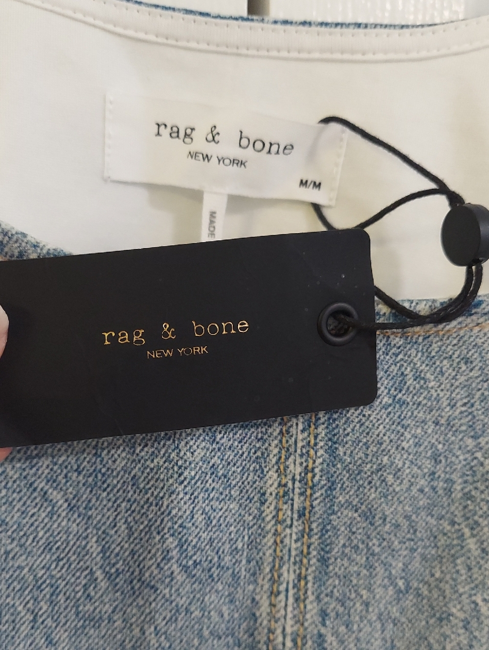 Rag & Bone Top, NEW! Size M, Blue Stretch Denim, Cropped - Picture 9 of 11